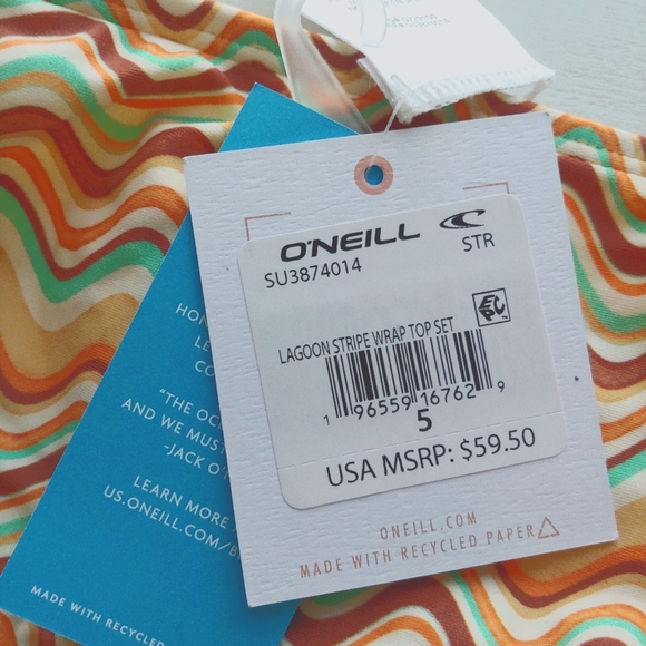 O'Neill NEW Lagoon Stripe Warp Top Bikini Set - Picture 14 of 15